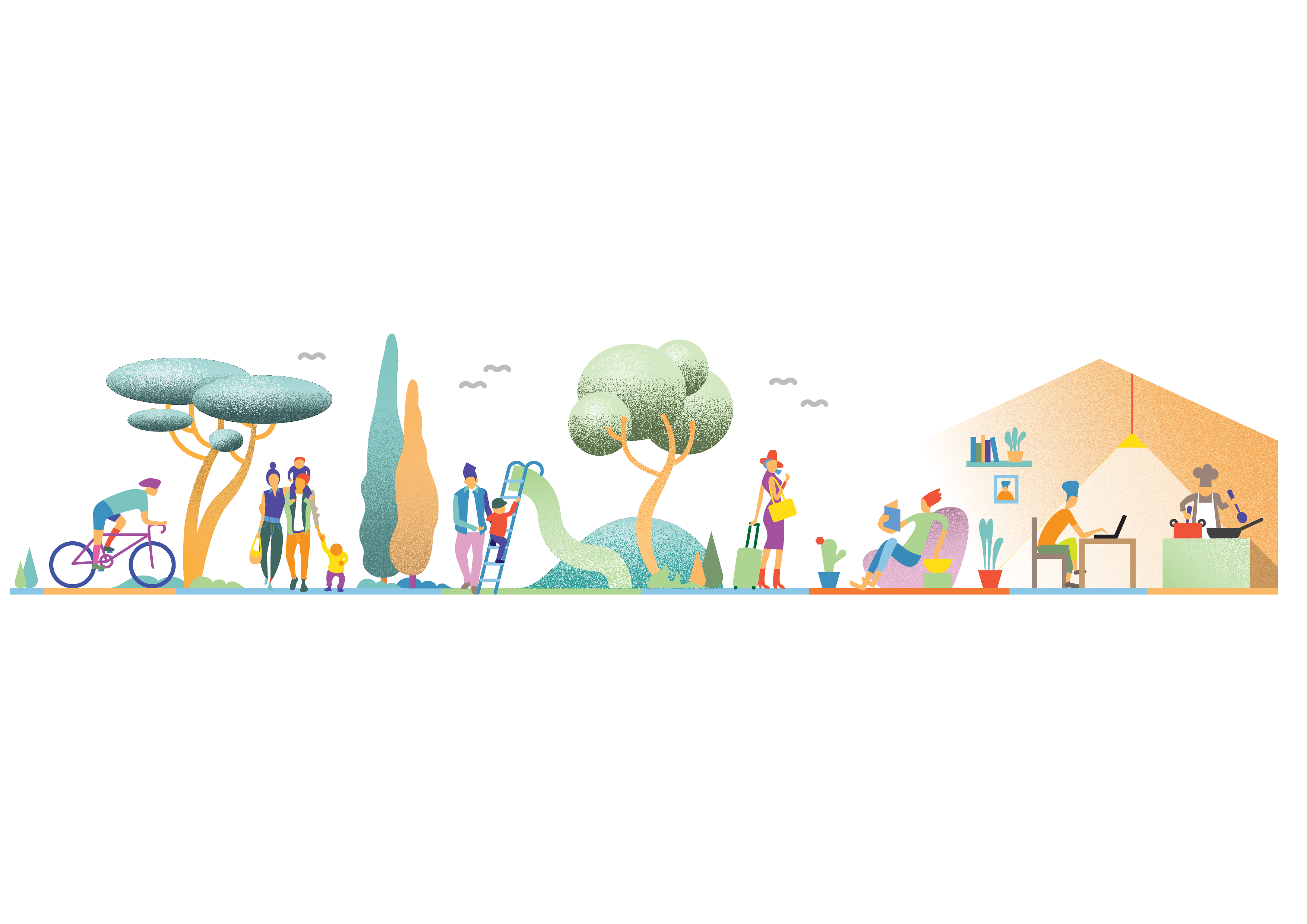 Illustration of people doing activities